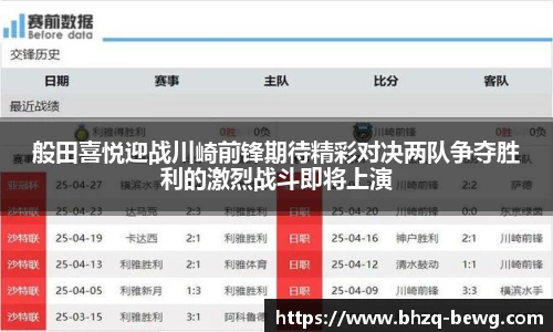 般田喜悦迎战川崎前锋期待精彩对决两队争夺胜利的激烈战斗即将上演